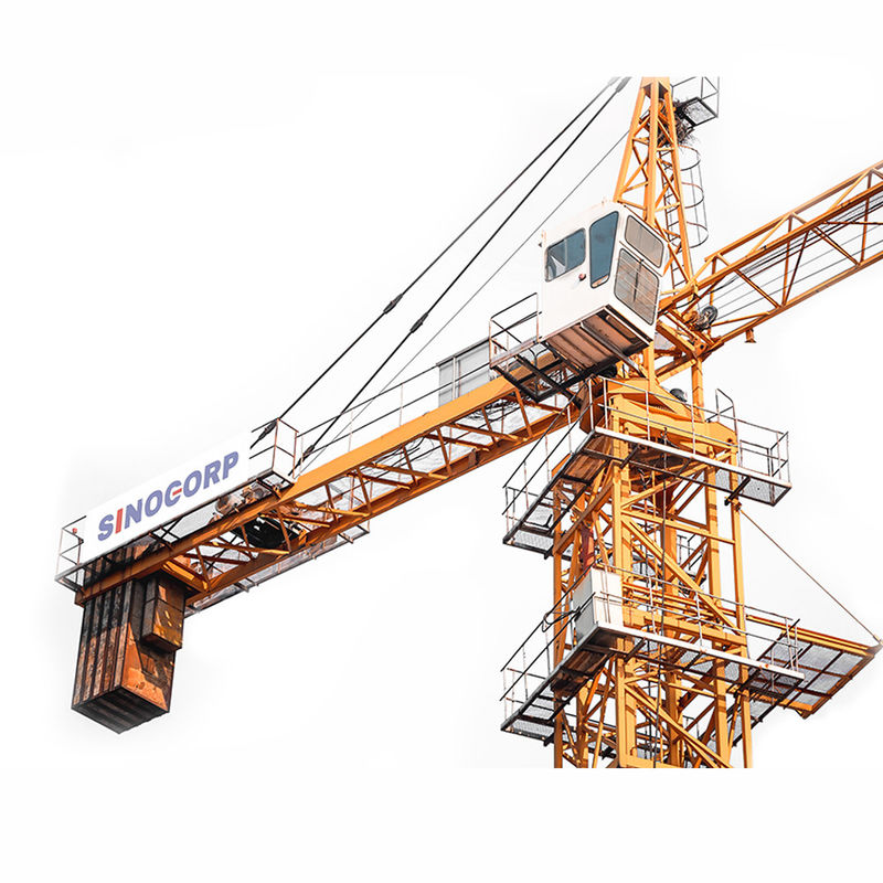 SINOCORP 8Ton Building Tower Crane 60m Boom Chassis Type / Low-Consumption Tower Crane con telaio di ancoraggio